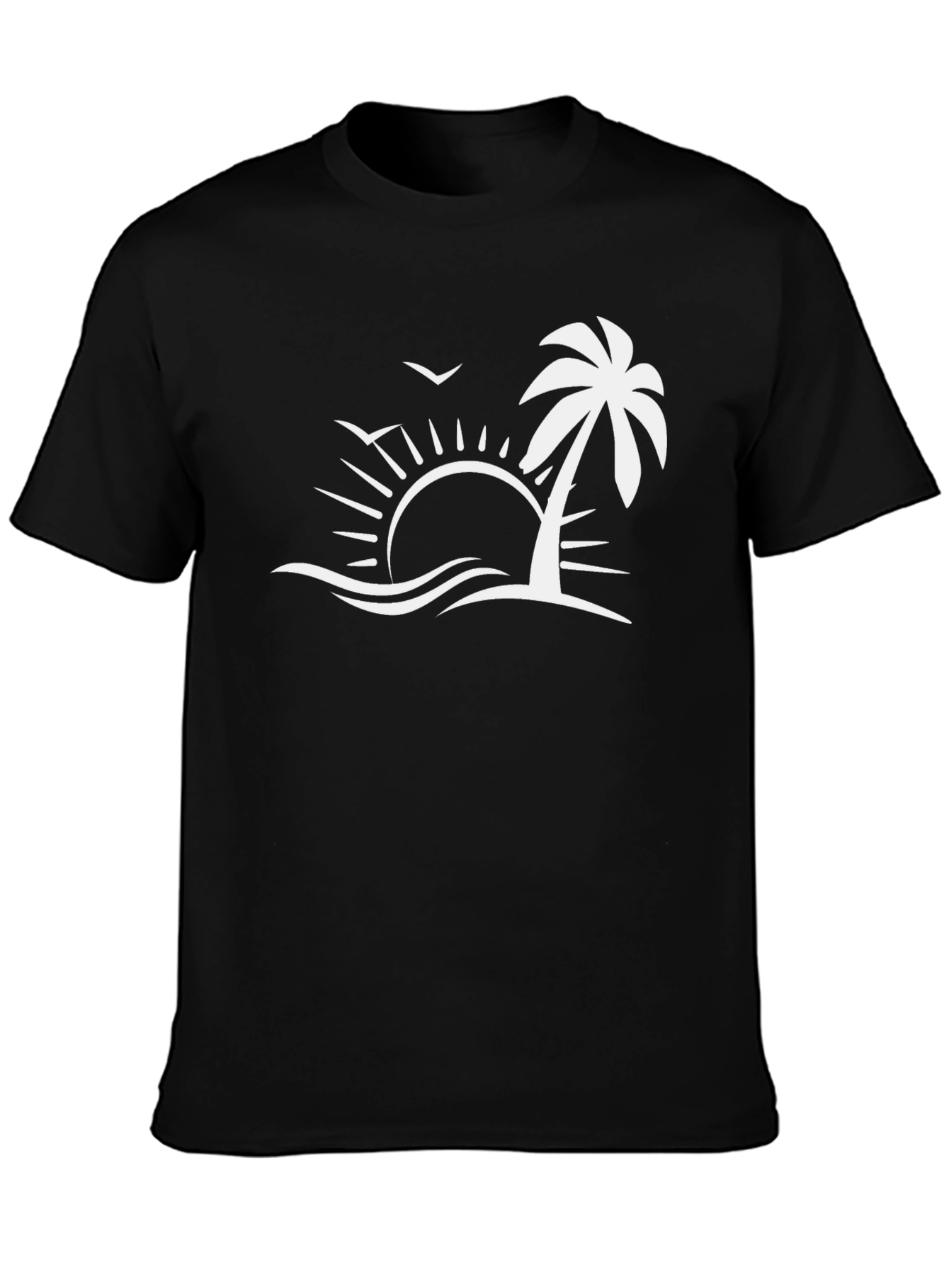 Tropical Palm Sunset Graphic Tee - Black