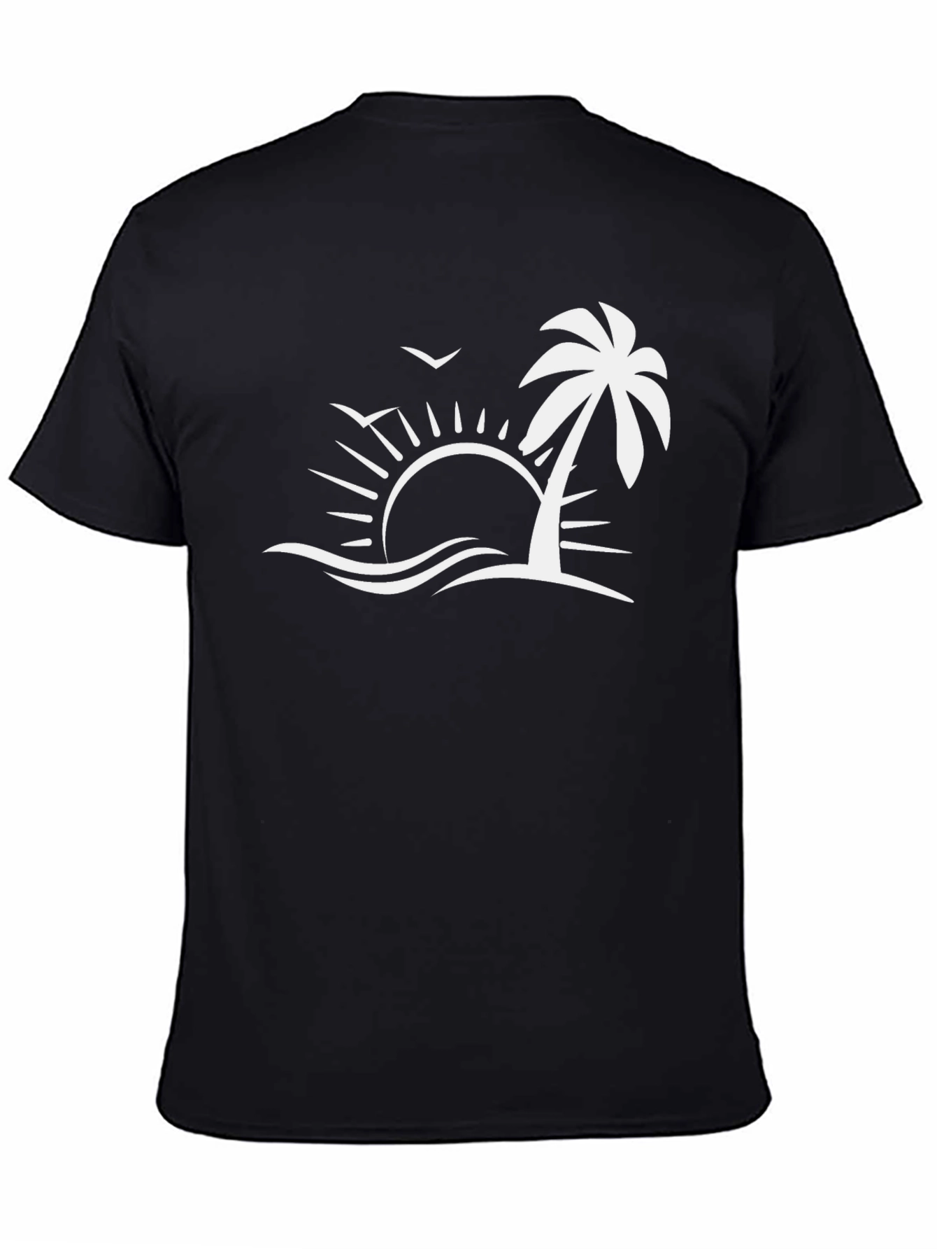 Tropical Palm Sunset Graphic Tee - Black