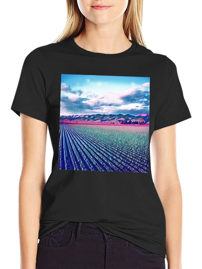 Artistic Field Print Black T-Shirt