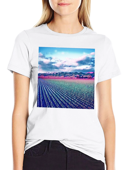 Artistic Field Print Black T-Shirt