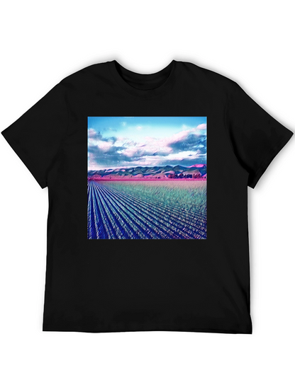 Artistic Field Print Black T-Shirt