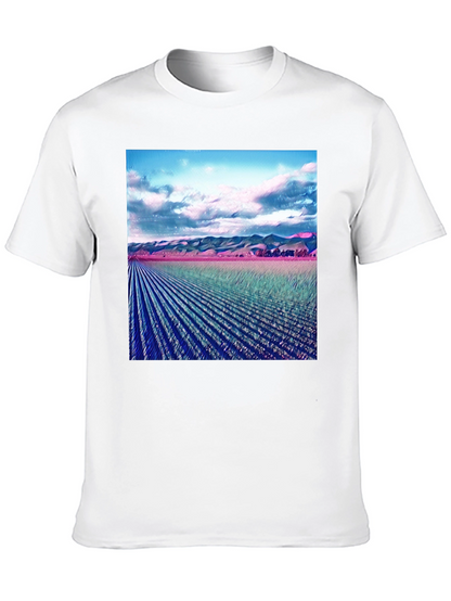 Artistic Field Print Black T-Shirt