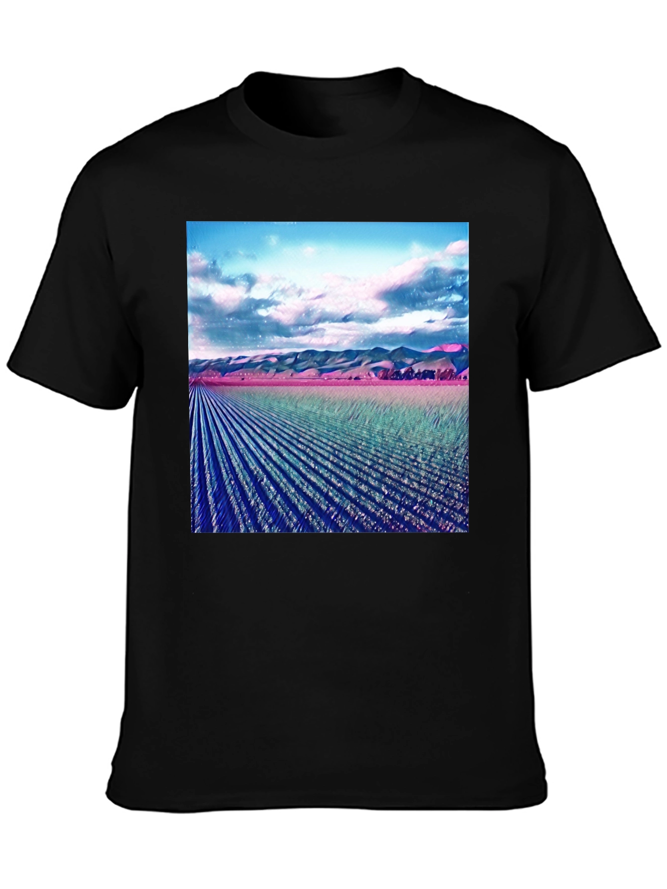 Artistic Field Print Black T-Shirt