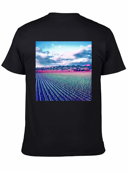 Artistic Field Print Black T-Shirt
