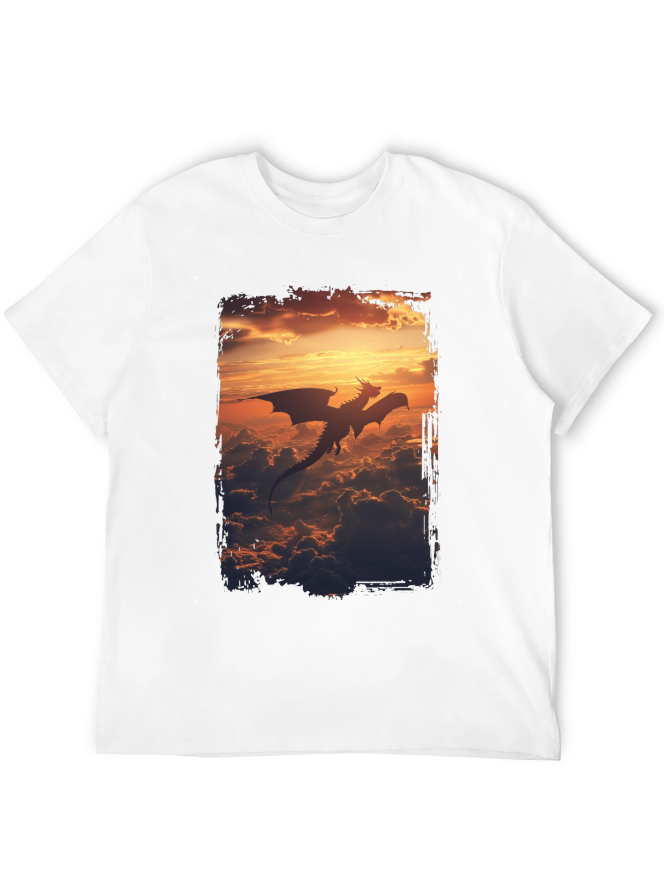 Dragon Sunset Graphic Tee - Mens Black T-Shirt