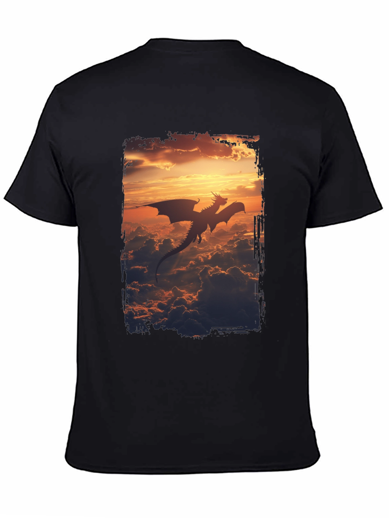 Dragon Sunset Graphic Tee - Mens Black T-Shirt
