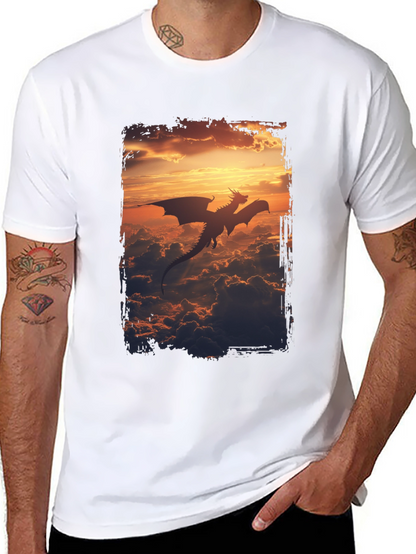 Dragon Sunset Graphic Tee - Mens Black T-Shirt