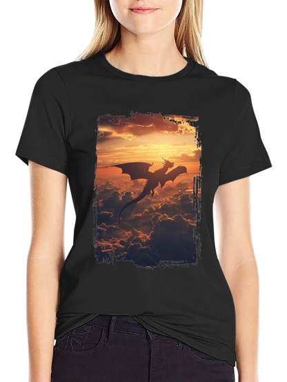 Dragon Sunset Graphic Tee - Mens Black T-Shirt