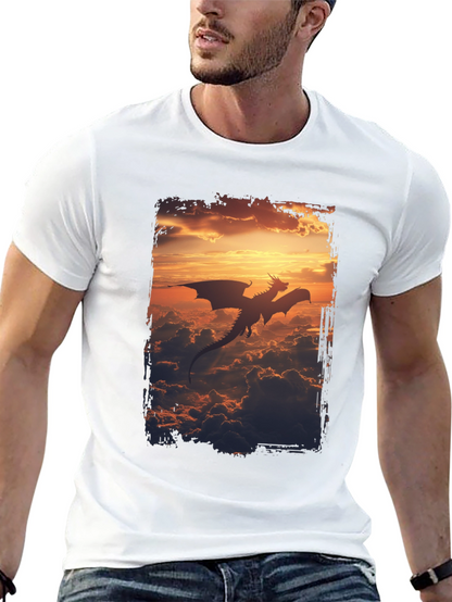 Dragon Sunset Graphic Tee - Mens Black T-Shirt
