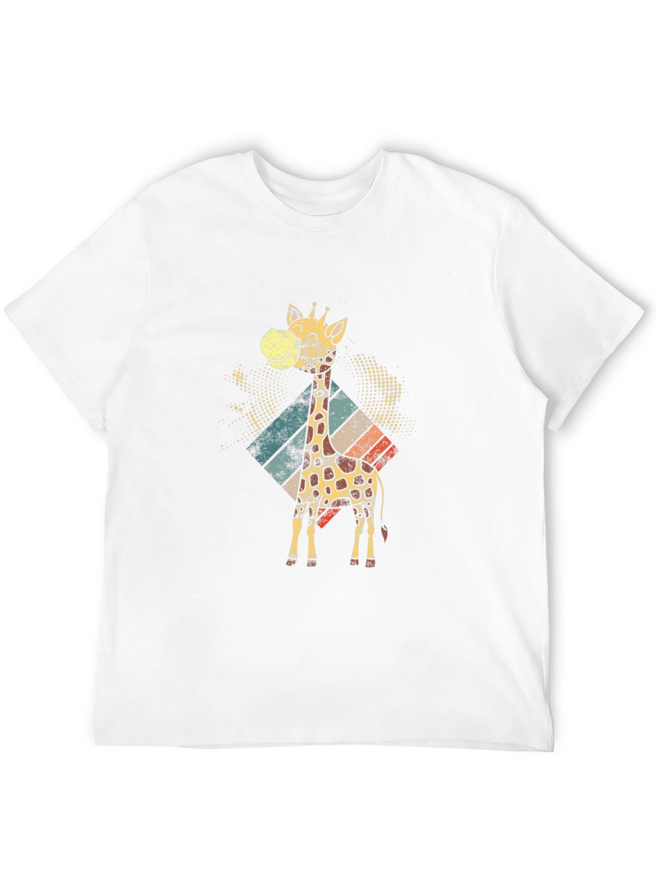 Retro Giraffe Graphic Tee - Black Cotton T-Shirt