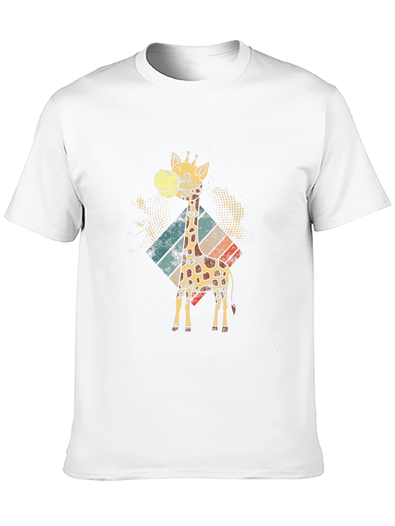 Retro Giraffe Graphic Tee - Black Cotton T-Shirt