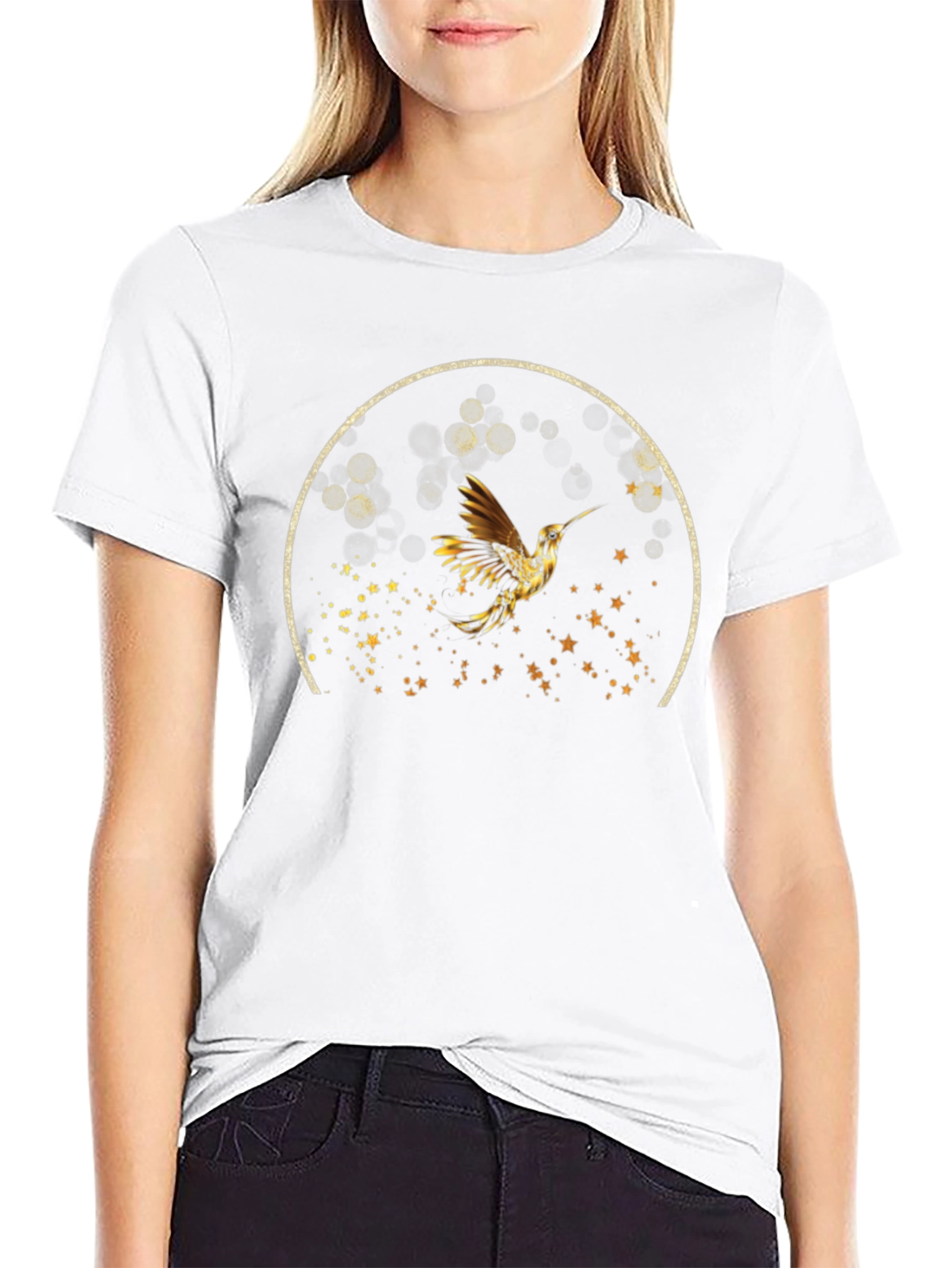 Hummingbird Graphic Tee - Stylish Black T-Shirt