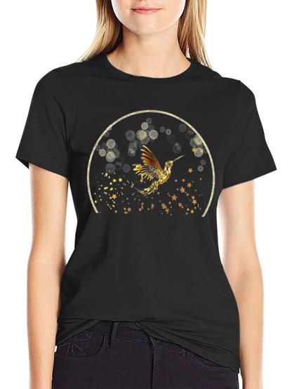 Hummingbird Graphic Tee - Stylish Black T-Shirt