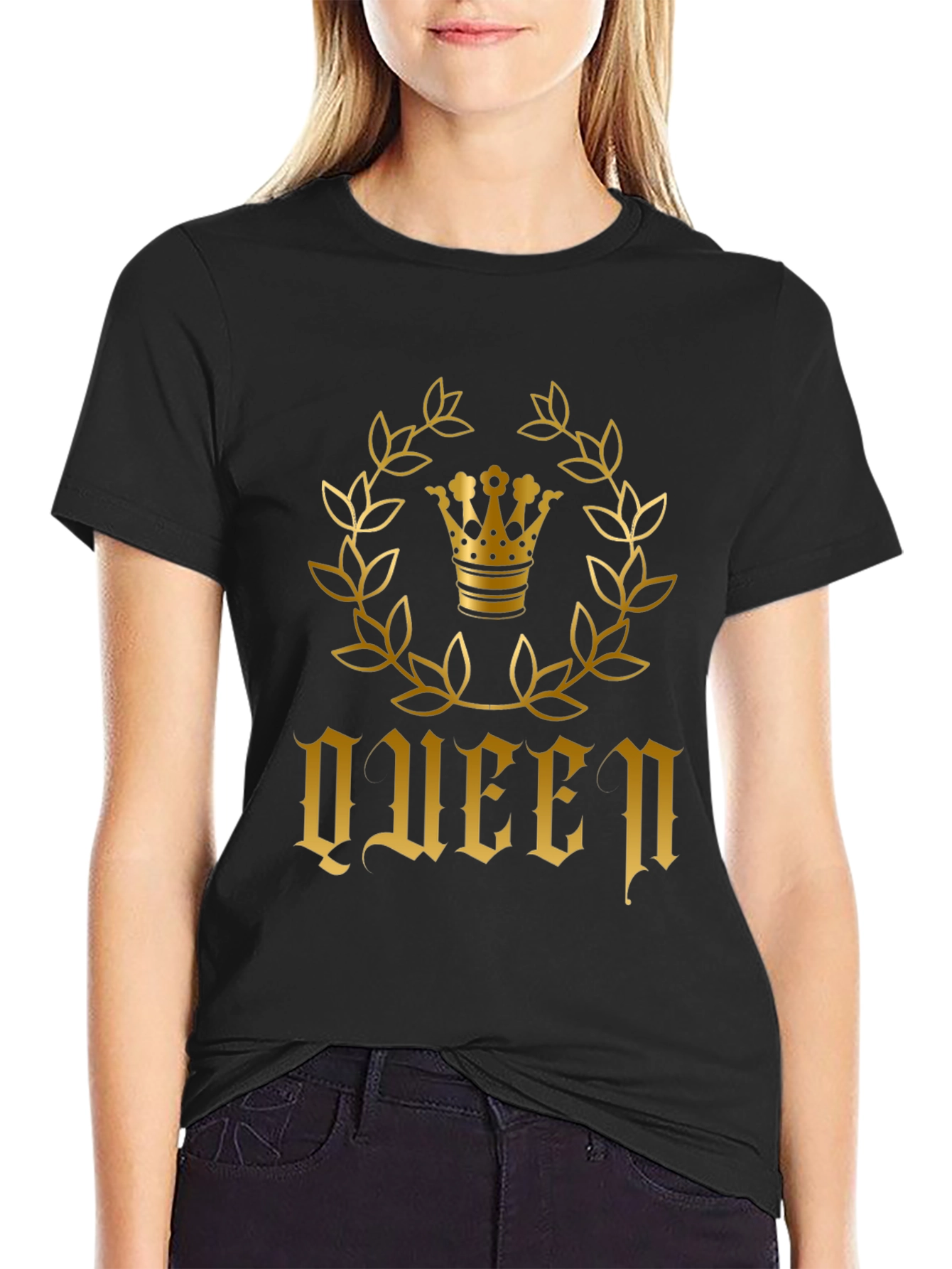 Queen Crown Graphic T-Shirt - Black