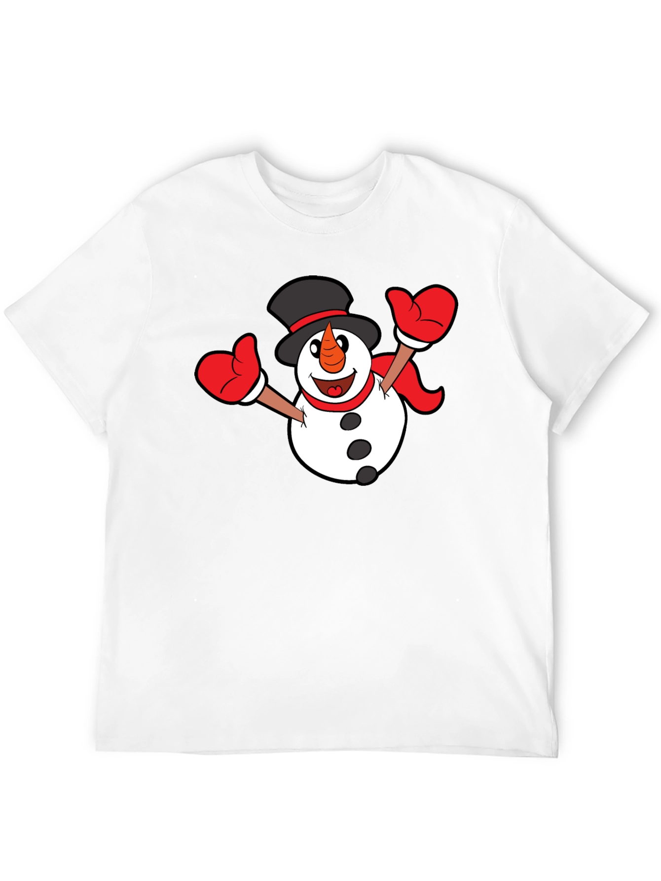 Festive Snowman Graphic T-Shirt - Black