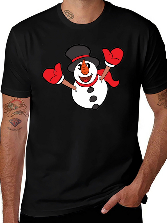 Festive Snowman Graphic T-Shirt - Black