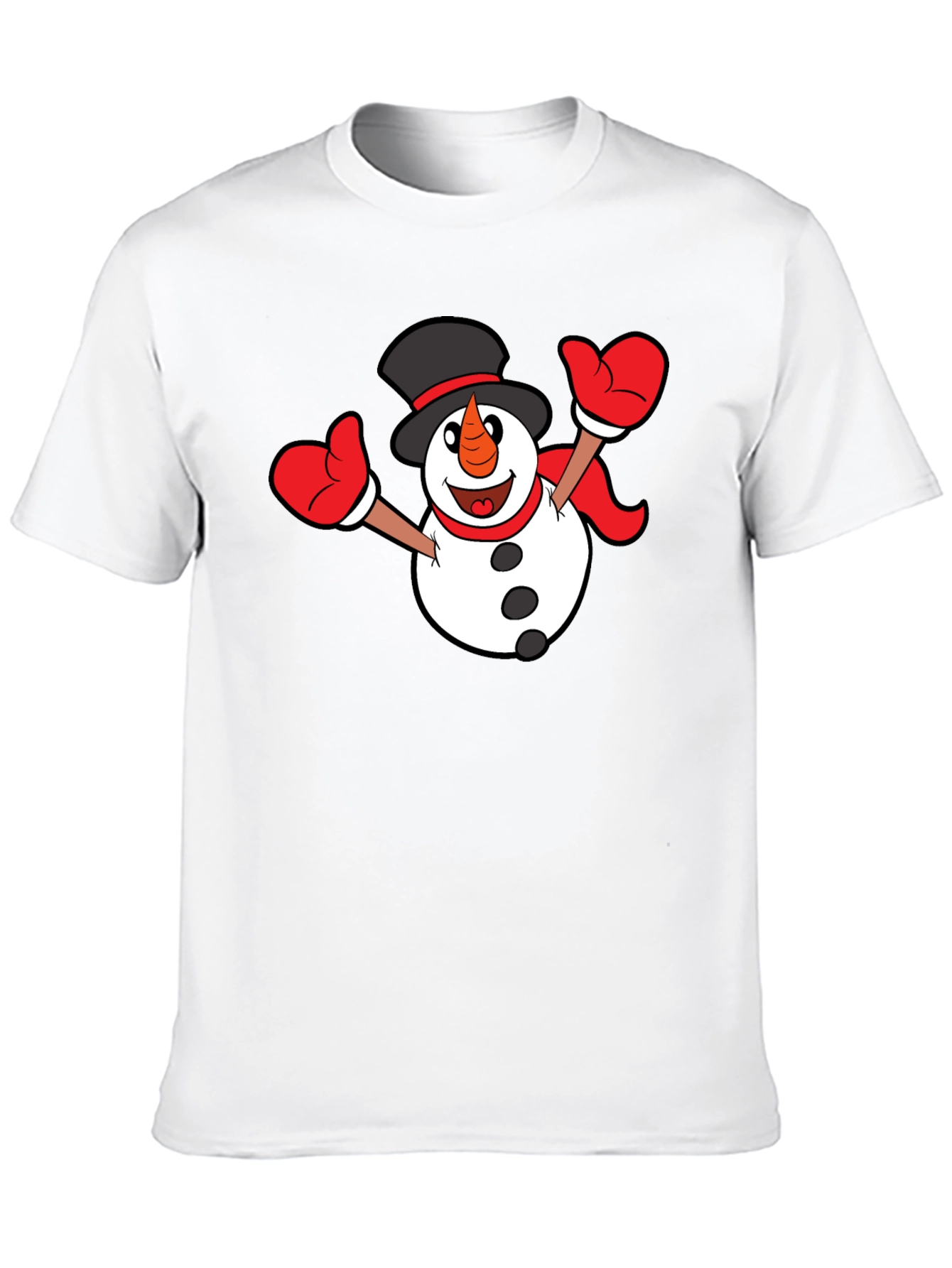 Festive Snowman Graphic T-Shirt - Black