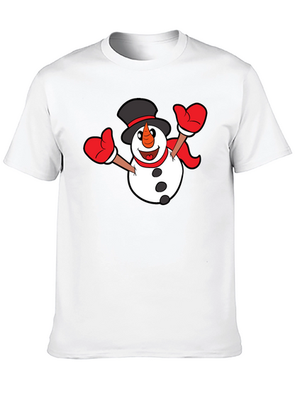 Festive Snowman Graphic T-Shirt - Black