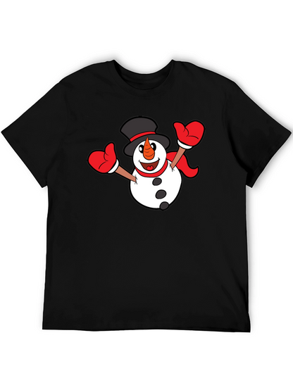 Festive Snowman Graphic T-Shirt - Black