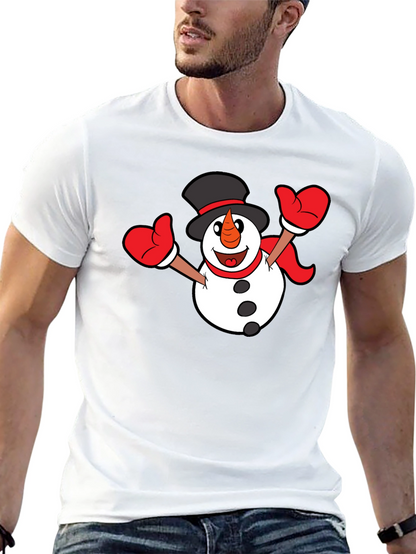 Festive Snowman Graphic T-Shirt - Black
