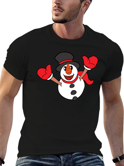 Festive Snowman Graphic T-Shirt - Black