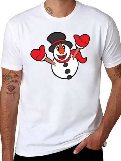 Festive Snowman Graphic T-Shirt - Black