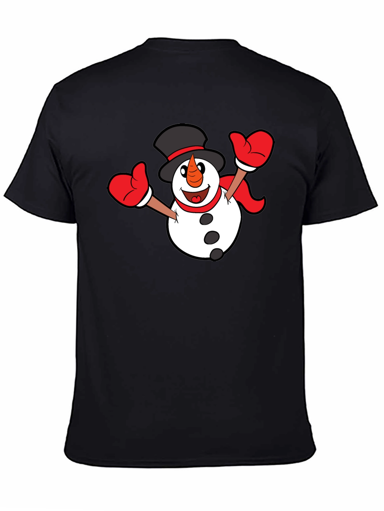 Festive Snowman Graphic T-Shirt - Black