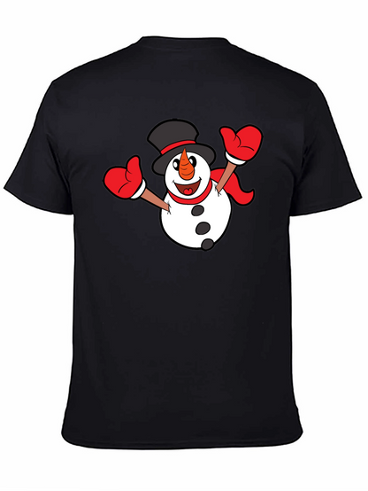 Festive Snowman Graphic T-Shirt - Black