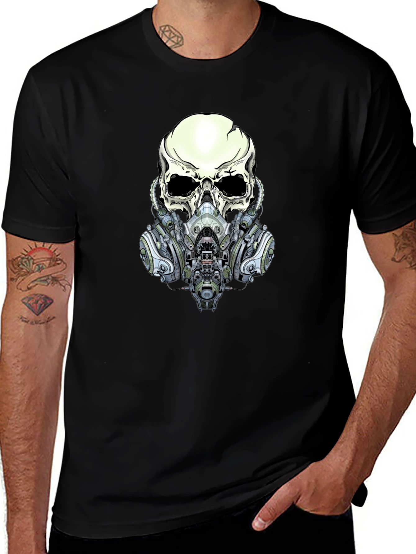 Skull Gas Mask Graphic Tee - Edgy Style