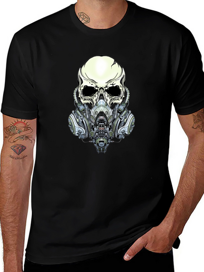 Skull Gas Mask Graphic Tee - Edgy Style