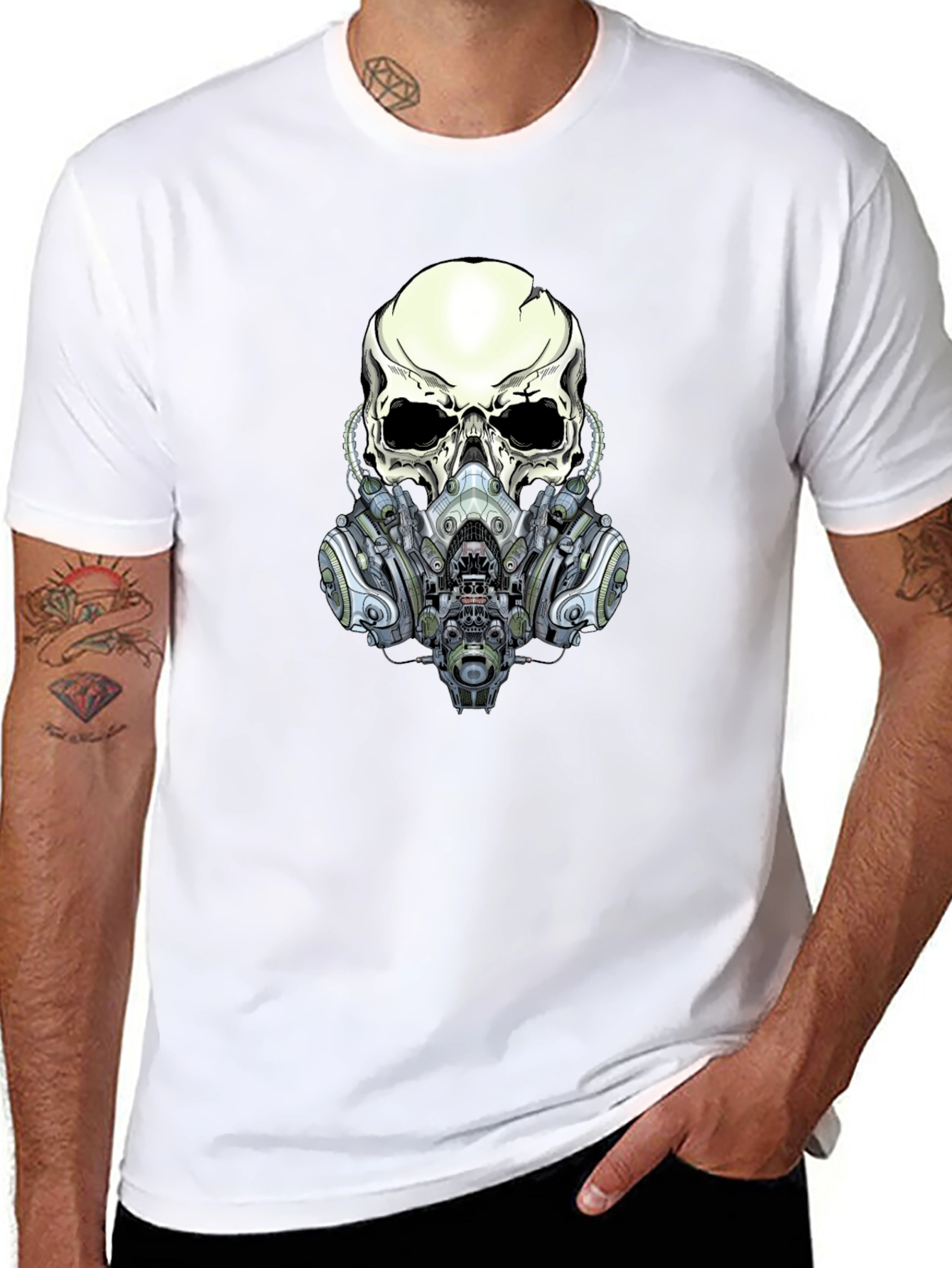 Skull Gas Mask Graphic Tee - Edgy Style