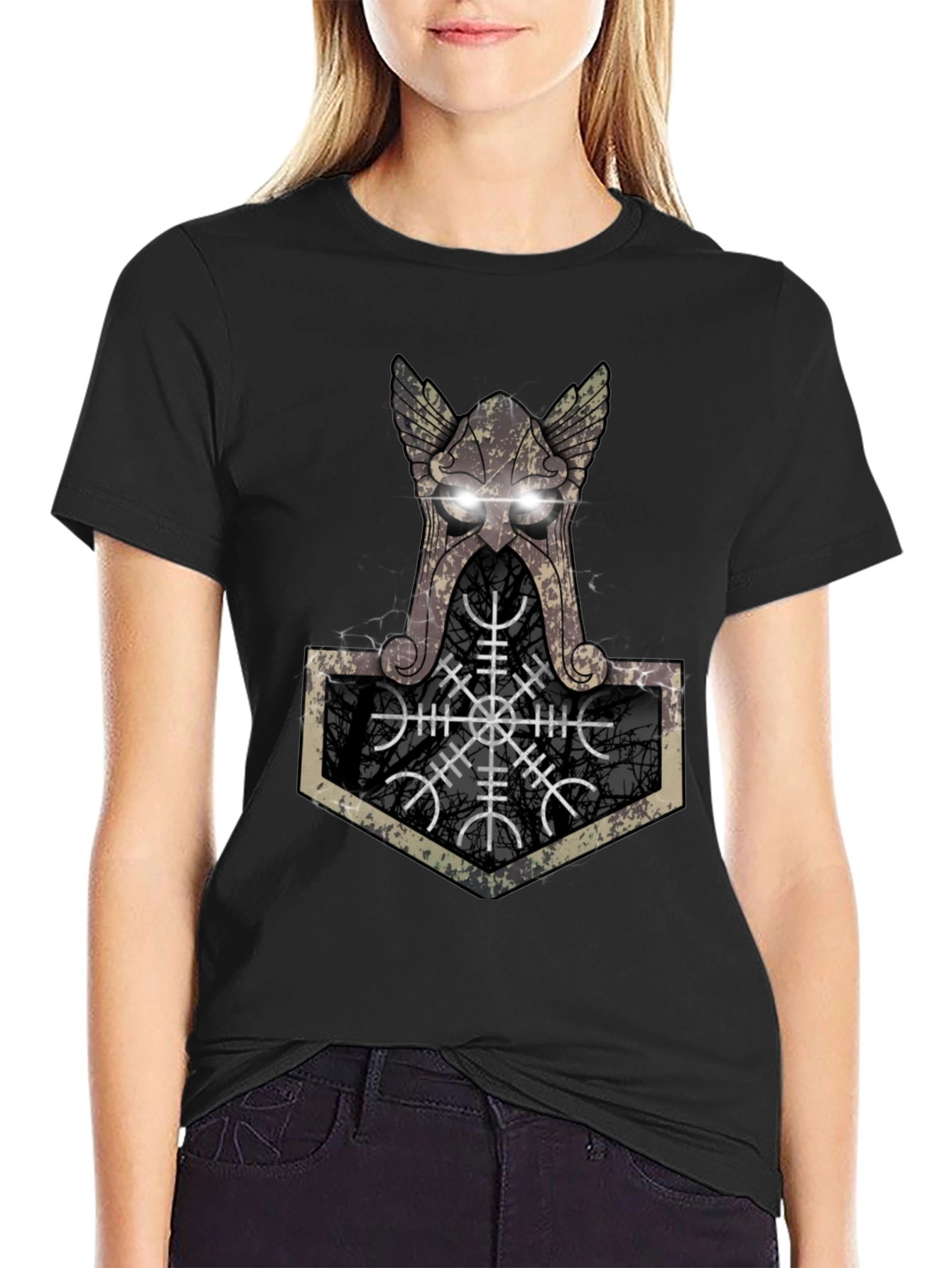 Viking Hammer Graphic Tee - Black
