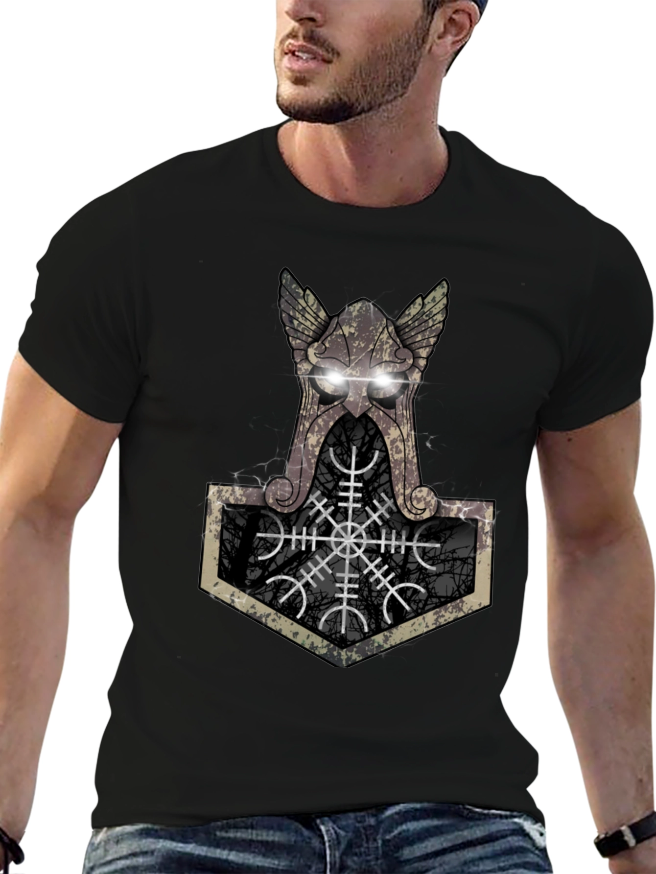Viking Hammer Graphic Tee - Black