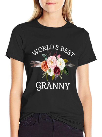 Worlds Best Granny Floral Arrow T-Shirt