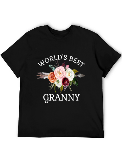 Worlds Best Granny Floral Arrow T-Shirt