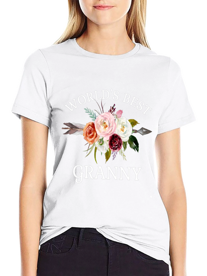 Worlds Best Granny Floral Arrow T-Shirt