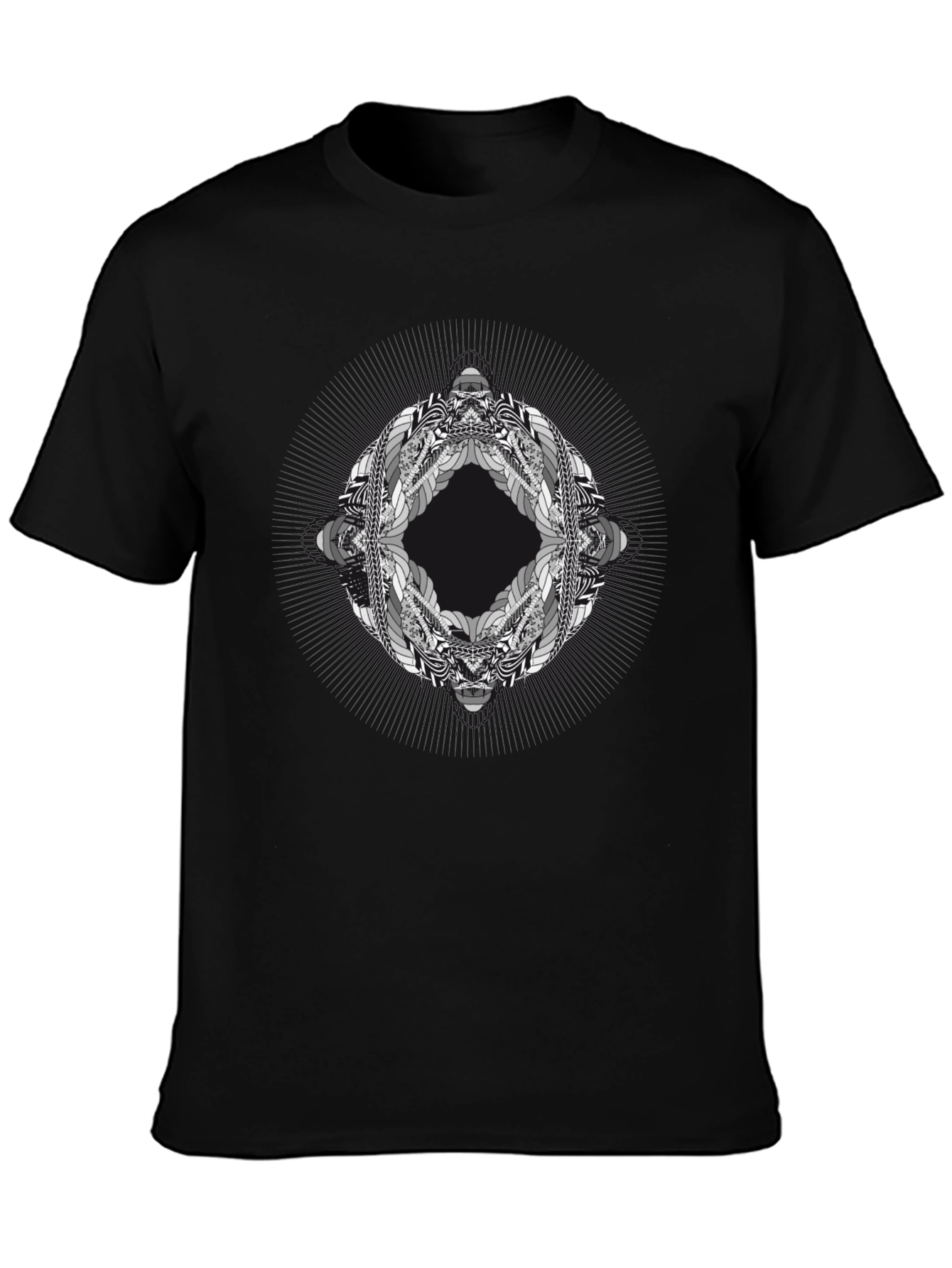 Abstract Geometric Graphic Print Black T-Shirt