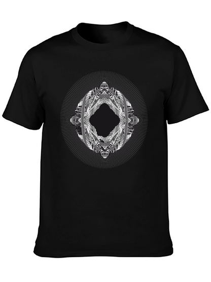 Abstract Geometric Graphic Print Black T-Shirt