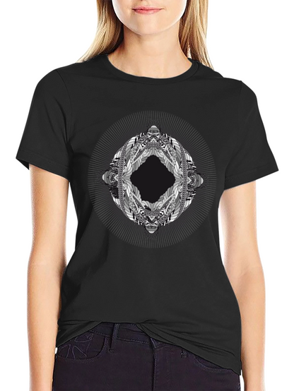 Abstract Geometric Graphic Print Black T-Shirt