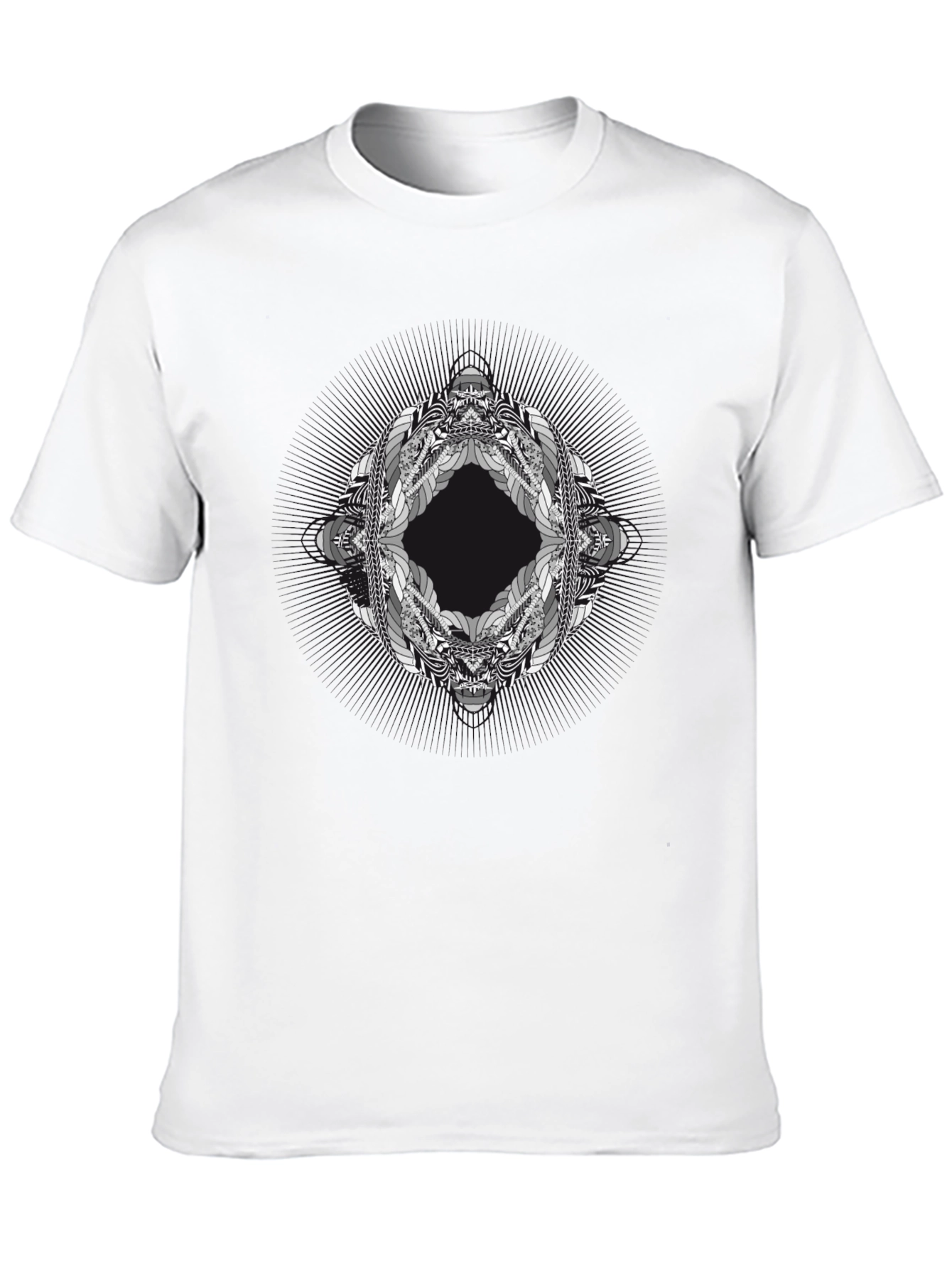 Abstract Geometric Graphic Print Black T-Shirt