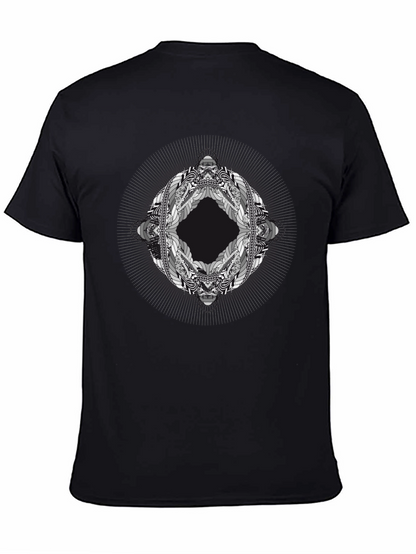 Abstract Geometric Graphic Print Black T-Shirt