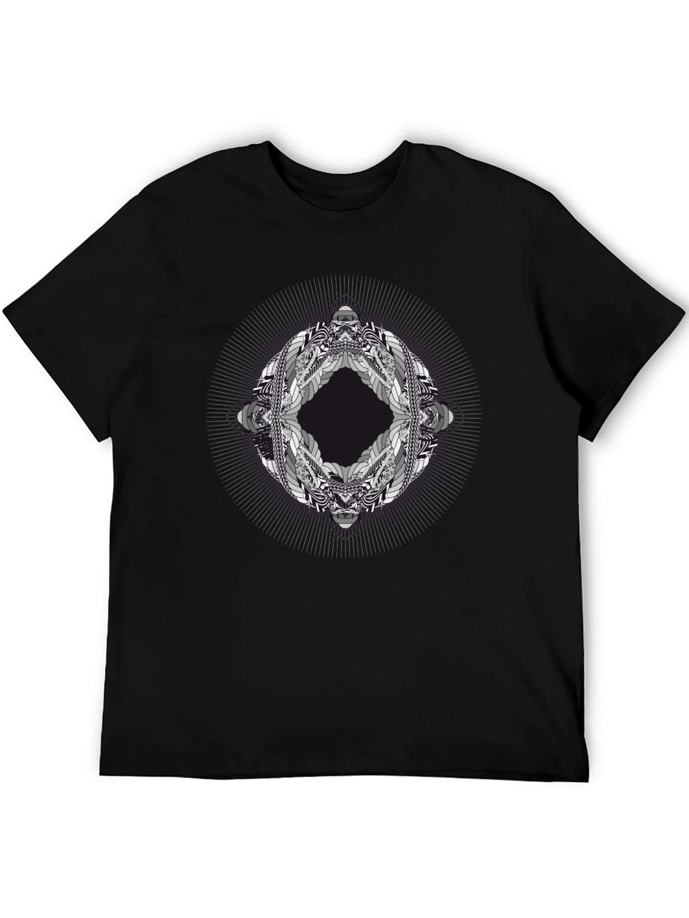Abstract Geometric Graphic Print Black T-Shirt