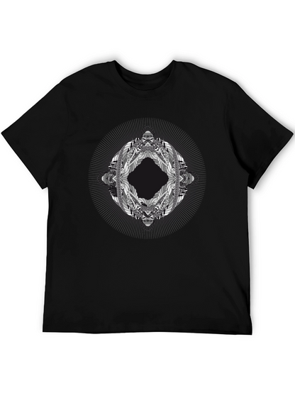 Abstract Geometric Graphic Print Black T-Shirt