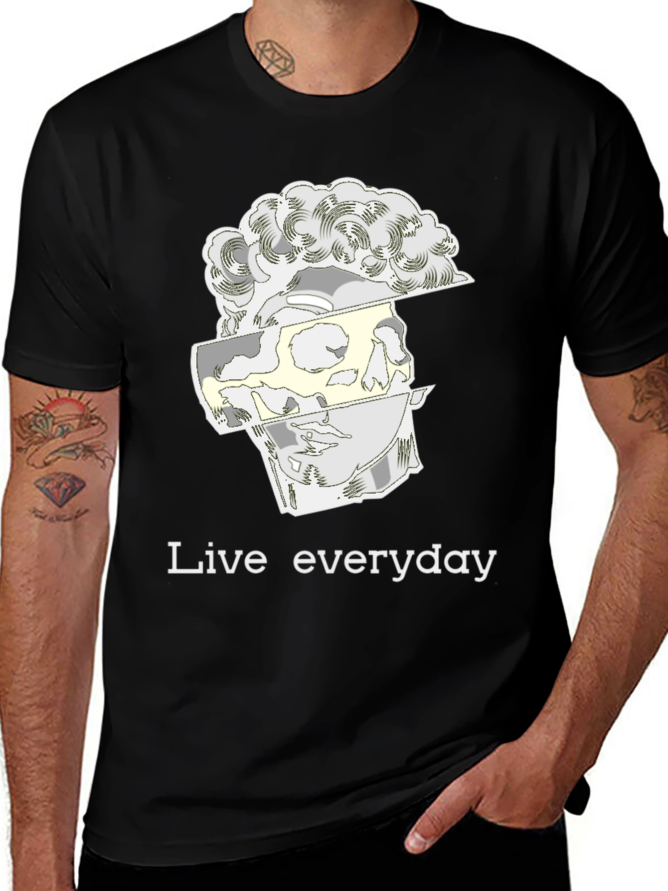 Live Everyday Graphic Print Black T-Shirt