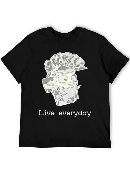 Live Everyday Graphic Print Black T-Shirt