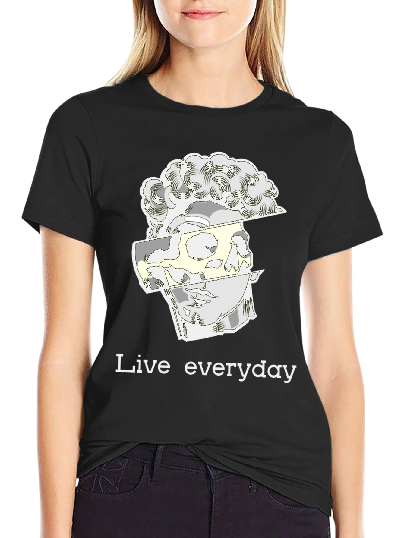 Live Everyday Graphic Print Black T-Shirt