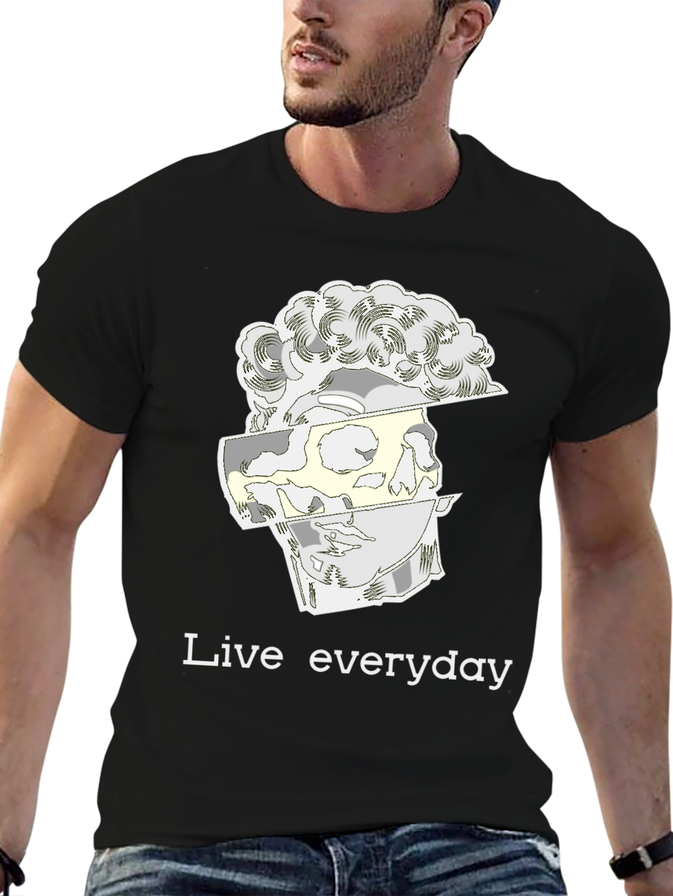 Live Everyday Graphic Print Black T-Shirt