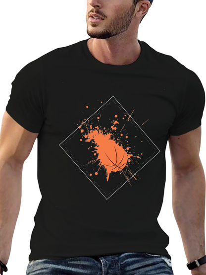 Basketball Splatter Graphic Tee - Trendy Black Shirt