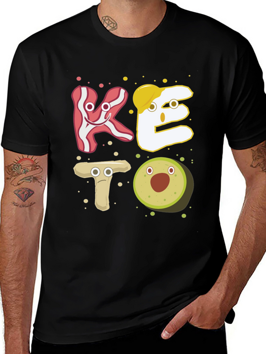 Keto Cartoon Food T-Shirt - Black