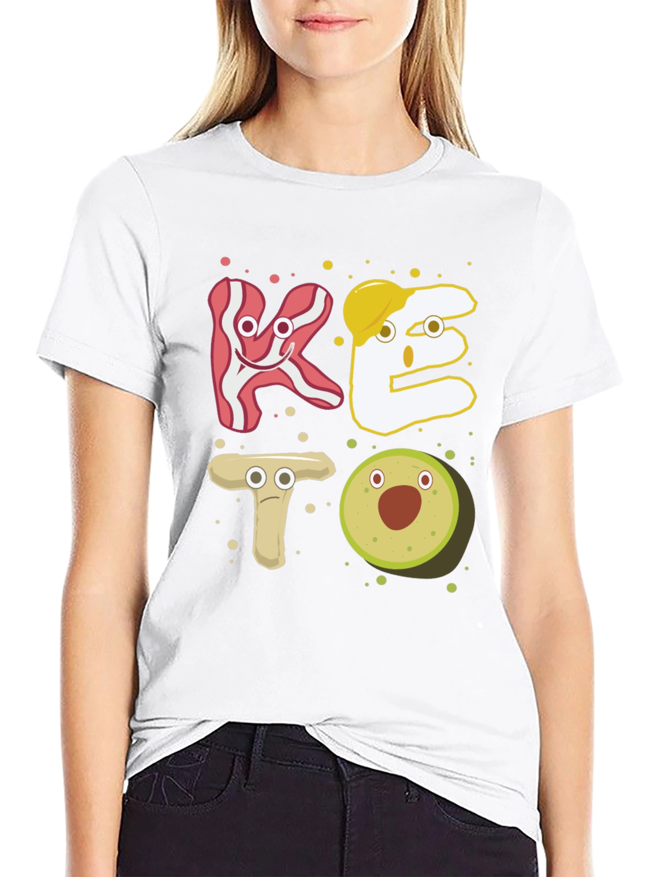 Keto Cartoon Food T-Shirt - Black